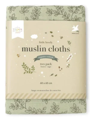 Muslin Cloths 2-pack Leaves Sage